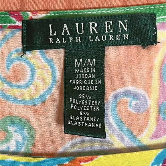 LAUREN RALPH LAUREN Multicolor Paisley Knit‎ Belted Sheath Dress size Medium - Picture 10 of 13